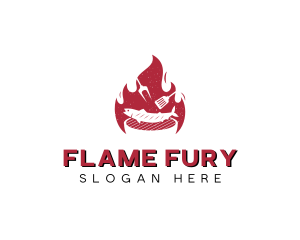 Flame Fish Barbecue Grill logo design