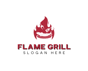 Flame Fish Barbecue Grill logo design