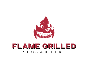 Flame Fish Barbecue Grill logo design