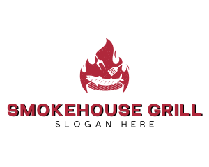 Flame Fish Barbecue Grill logo design