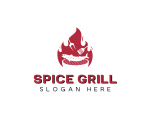 Flame Fish Barbecue Grill logo design