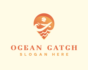 Airplane Trip Ocean logo design