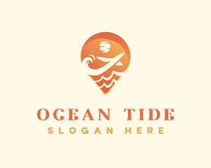 Airplane Trip Ocean logo design