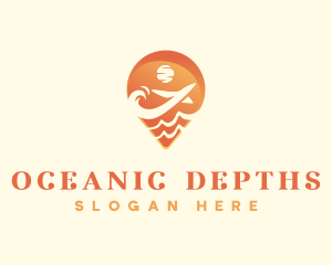 Airplane Trip Ocean logo design