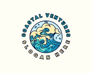 Ocean Wave Surfing logo design