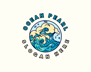 Ocean Wave Surfing logo design