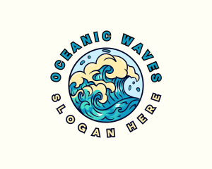 Ocean Wave Surfing logo design