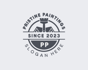 Paint Brush Roof Renovation  logo design