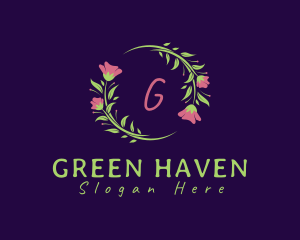 Botanical Flower Wreath logo design