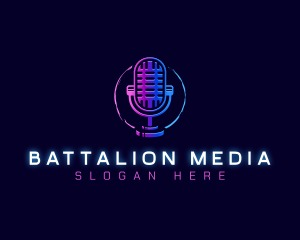 Microphone Broadcast Podcast logo design