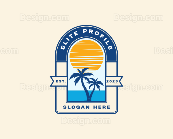 Beach Palm Tree Logo