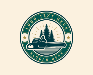 Chainsaw Tree Lumberjack Logo