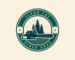 Chainsaw Tree Lumberjack logo design