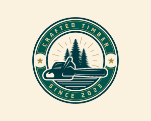 Chainsaw Tree Lumberjack logo design