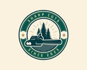 Chainsaw Tree Lumberjack logo design