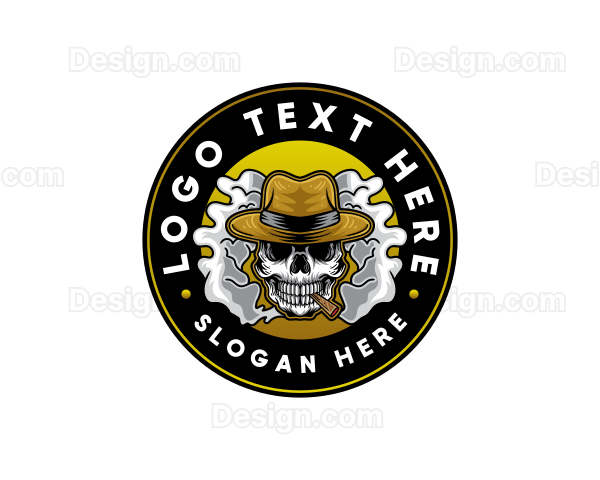 Smoking Skull Cigarette Logo