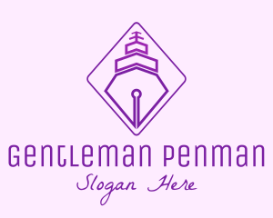 Purple Pen Ship logo design