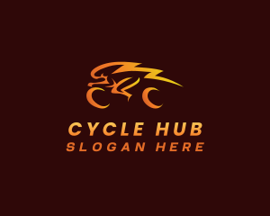 Cyclist Biker Lightning logo design