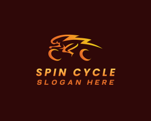 Cyclist Biker Lightning logo design