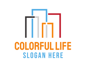 Colorful Building Skyline logo design