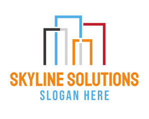 Colorful Building Skyline logo design