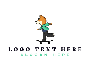 Skater Shiba Inu Dog logo