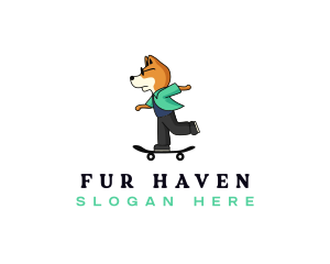 Skater Shiba Inu Dog logo design