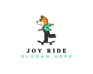 Skater Shiba Inu Dog logo design