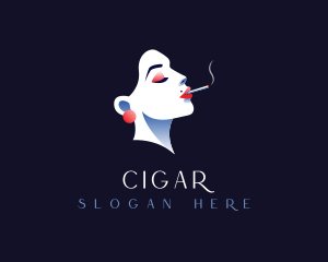 Smoking Woman Cigarette logo design