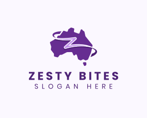 Australian  Loop Map Letter Z logo design