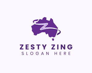 Australian  Loop Map Letter Z logo design