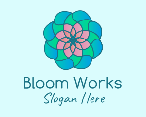 Multicolor Flower Stained Glass logo design