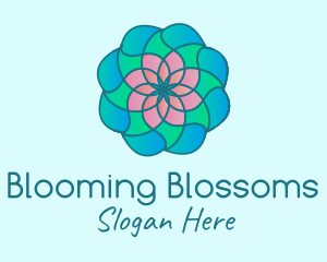 Multicolor Flower Stained Glass logo design