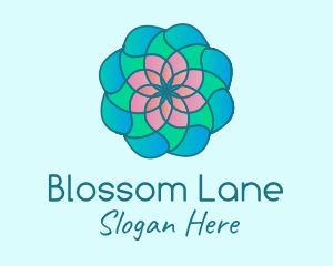 Multicolor Flower Stained Glass logo design