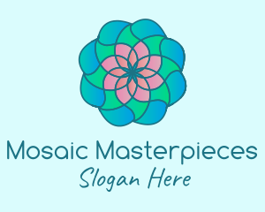 Multicolor Flower Stained Glass logo design