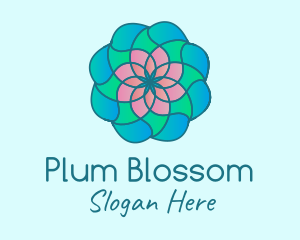 Multicolor Flower Stained Glass logo design