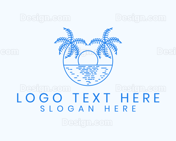 Blue Palm Sunset Logo