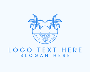 Blue Palm Sunset logo design