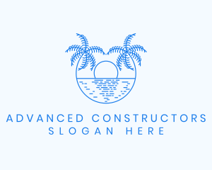 Blue Palm Sunset logo design