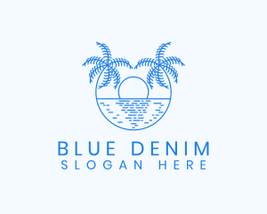 Blue Palm Sunset logo design