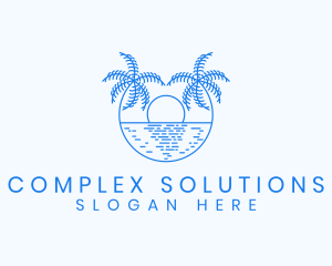 Blue Palm Sunset logo design