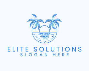 Blue Palm Sunset logo design