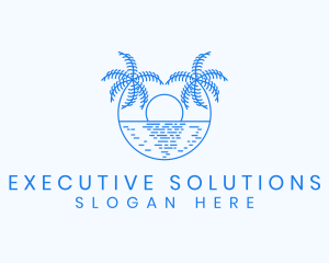 Blue Palm Sunset logo design