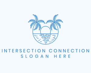 Blue Palm Sunset logo design