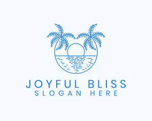 Blue Palm Sunset logo design