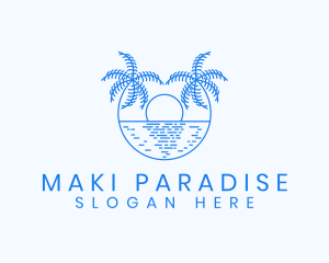 Blue Palm Sunset logo design