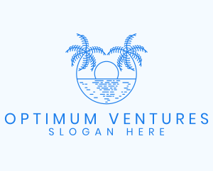 Blue Palm Sunset logo design