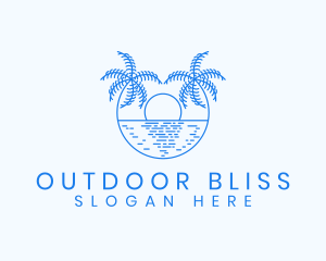 Blue Palm Sunset logo design