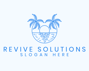 Blue Palm Sunset logo design