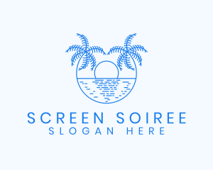 Blue Palm Sunset logo design